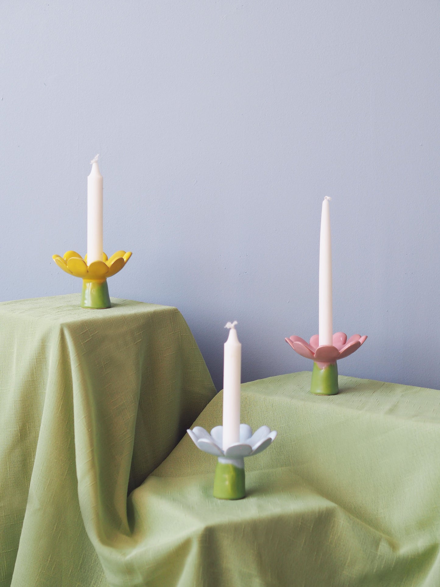 Blossom Candle Holder - Baby Blue