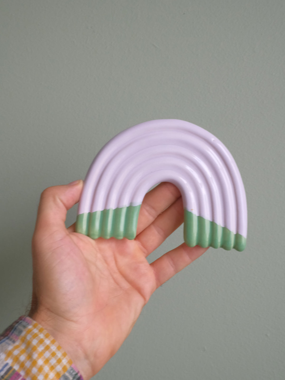 Rainbow Wall Sculpture -  Lilac & Grass Green Dip no 1