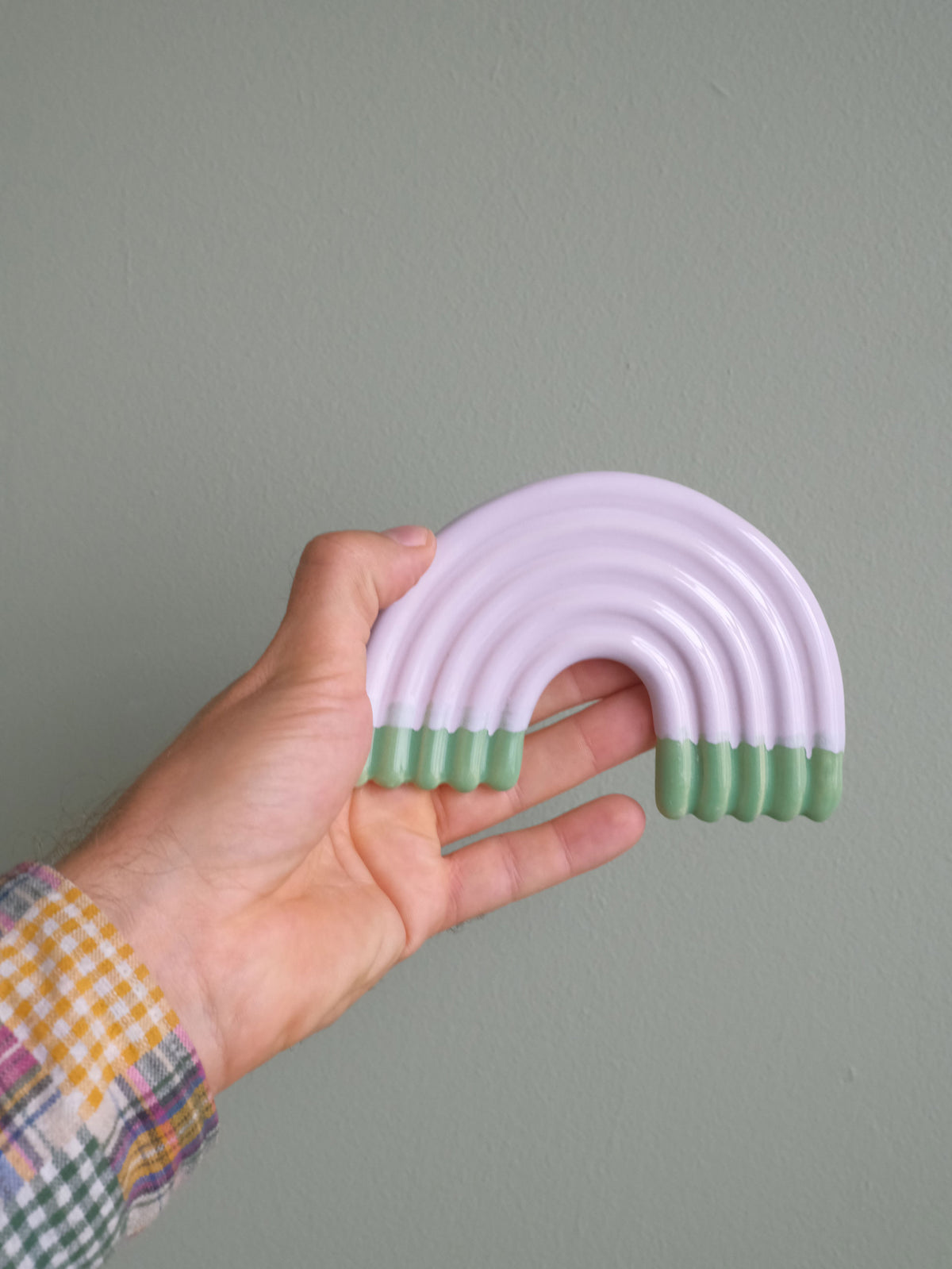 Rainbow Wall Sculpture -  Lilac & Grass Green Dip no 2