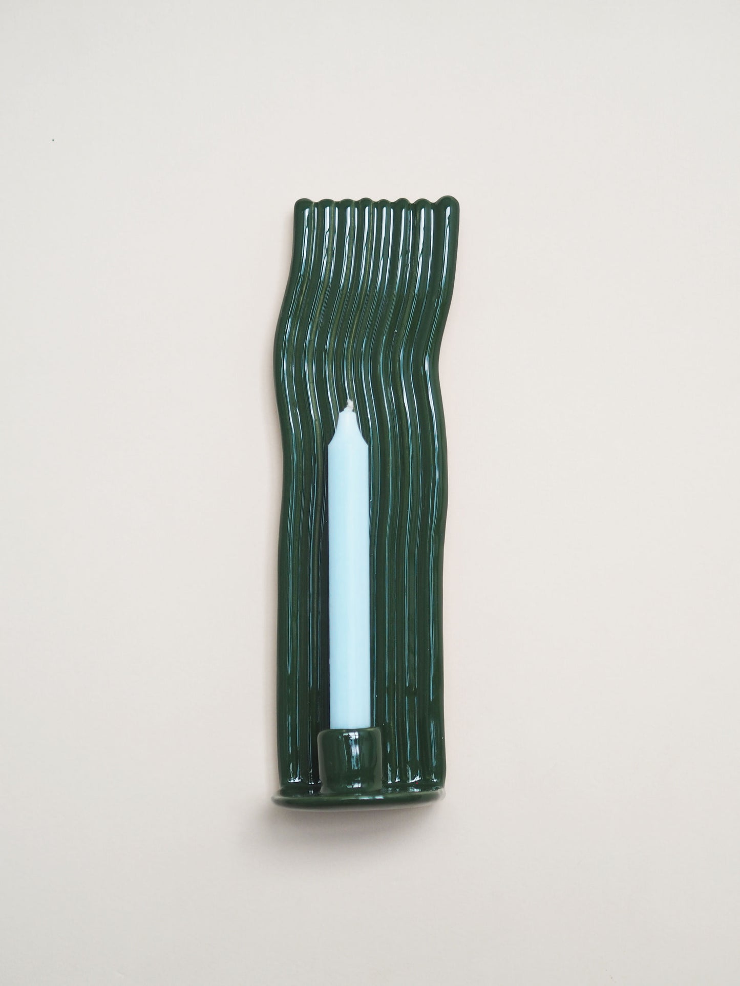 Wavy Candle Holder Forest Green, model no 1