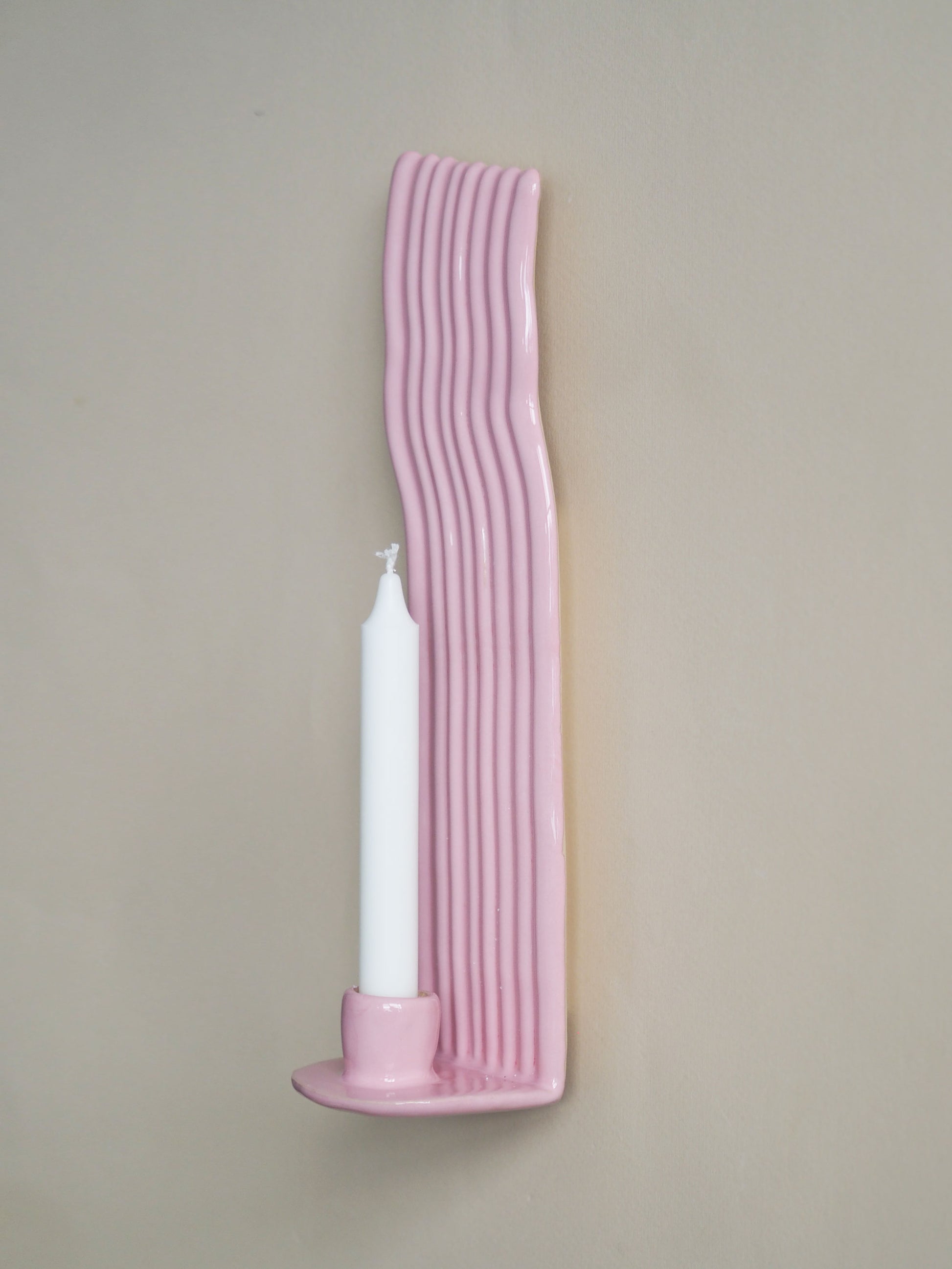 Pale Pink Twisted Candle Holder